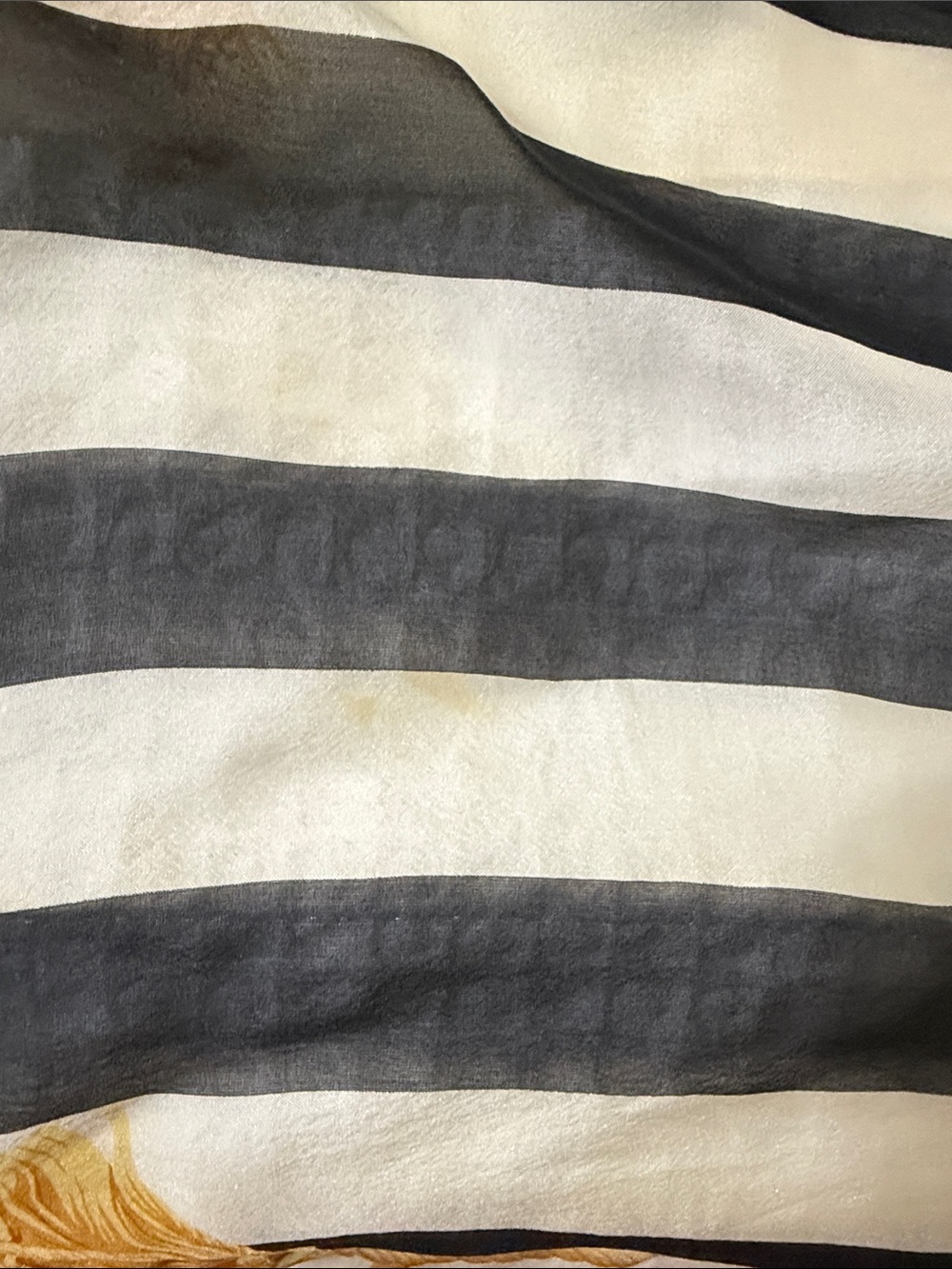 Christian Dior Sheer Silk Scarf in Black, Cream & Gold Tassel Motif ( final sale - Picture 3 of 4